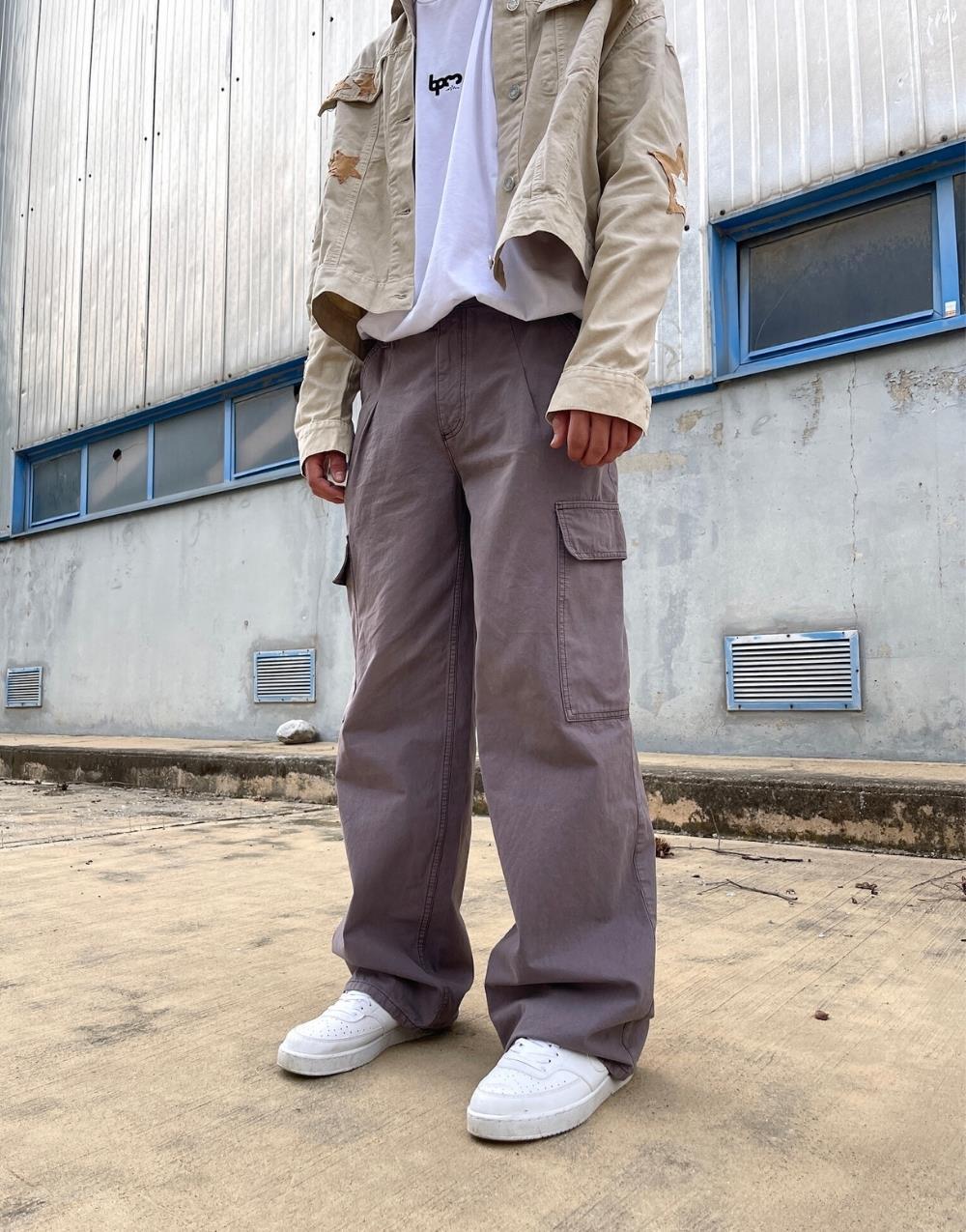 Premium Baggy Cargo Pants - Smoke Grey