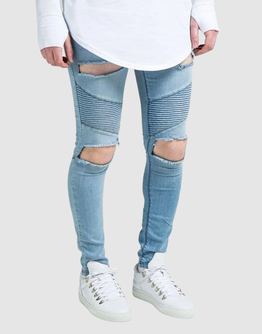 SikSilk Extreme Biker Blue Men's Jeans