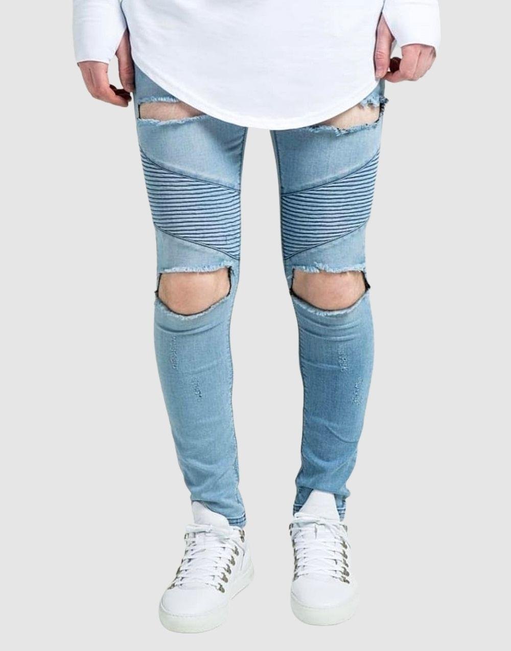 SikSilk Extreme Biker Blue Men's Jeans