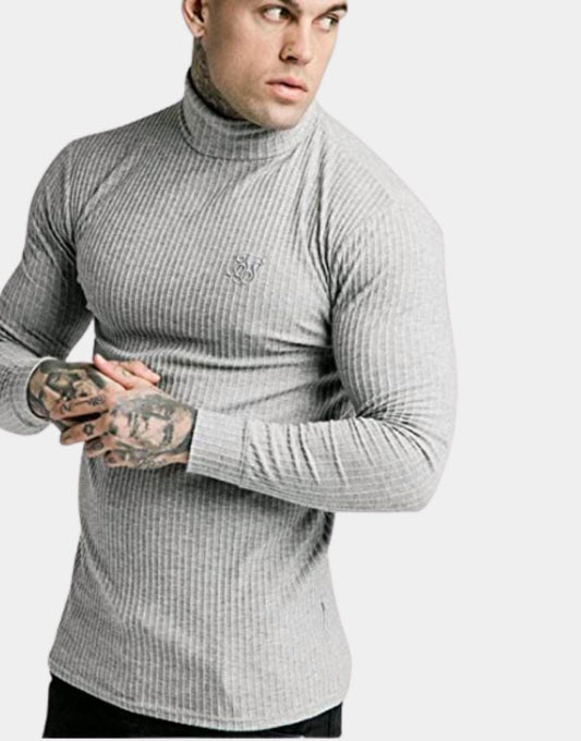 SikSilk Men's Grey Brushed Knit Fisherman Jumper