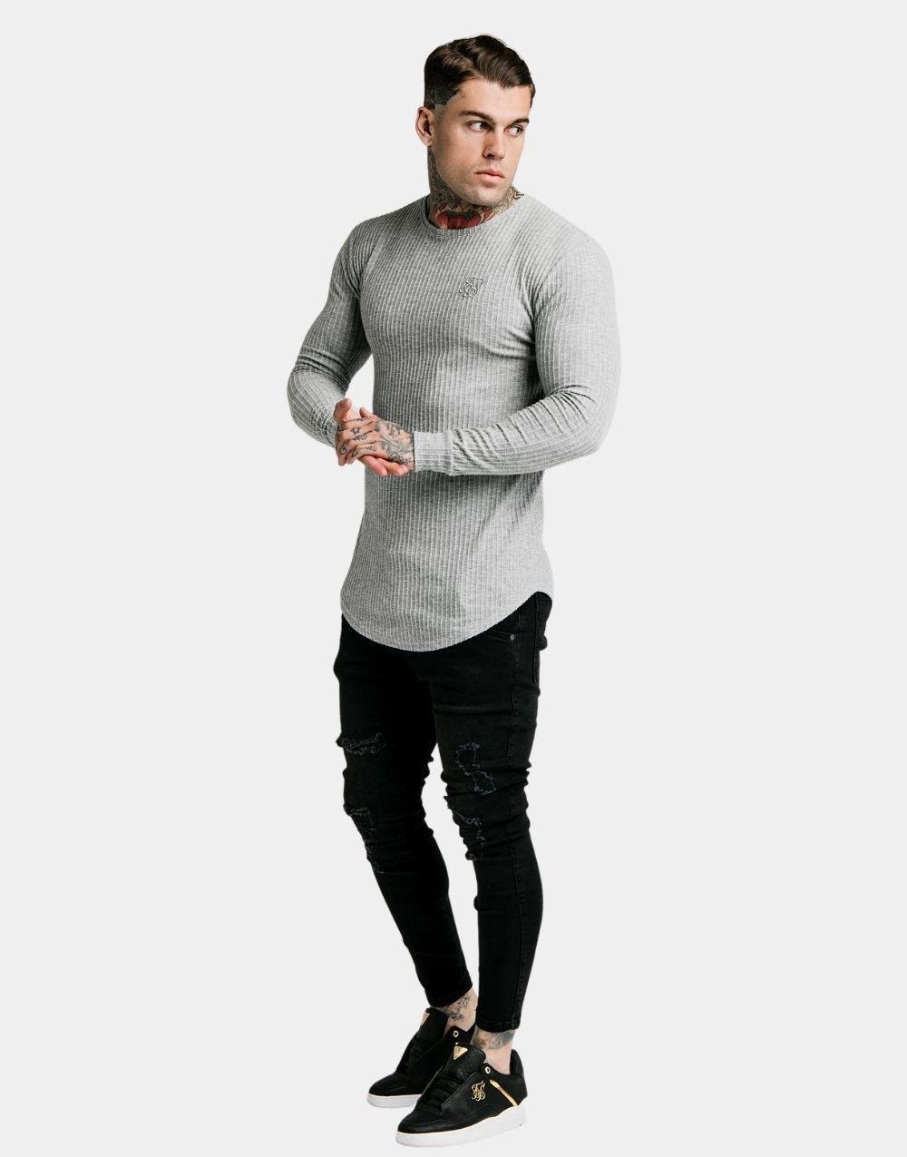Men's SikSilk Brushed Knit Jumper - Grey
