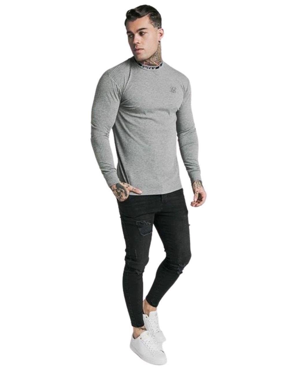 SikSilk Men's Banded Turtle Neck Long Sleeve Sweater