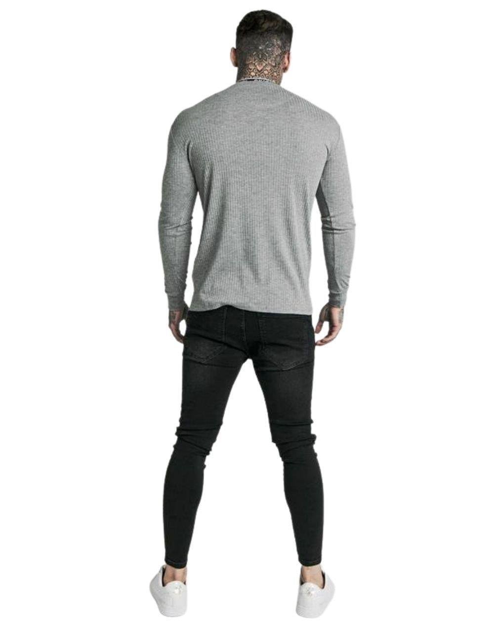 SikSilk Men's Banded Turtle Neck Long Sleeve Sweater