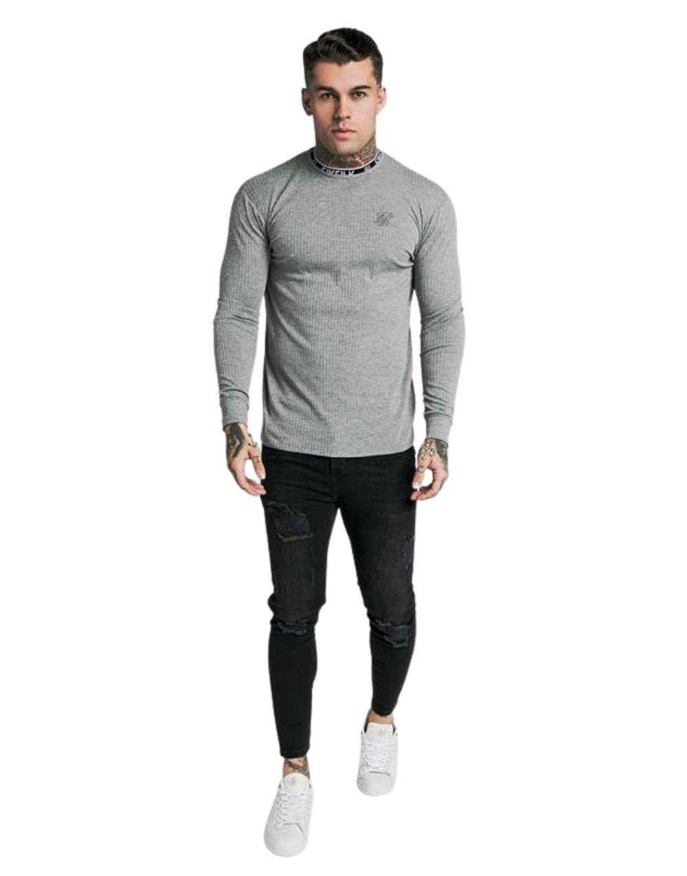 SikSilk Men's Banded Turtle Neck Long Sleeve Sweater