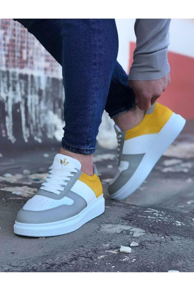 Wagoon WG011 White Yellow Men's Casual Shoes
