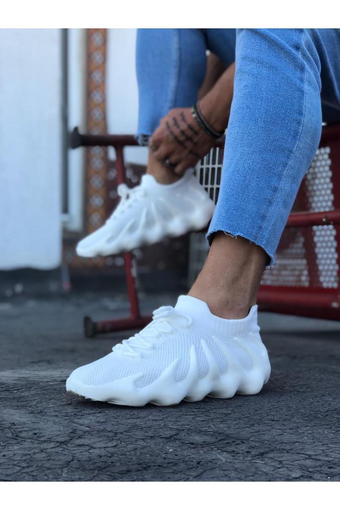 Wagoon WG300 White Knit Band Bottom Casual Men's Shoes